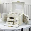 Multifunction Leather Jewelry Box With Lock Watch Earrings Necklace Jewelry Storage Organizer Women Jewelry Case Organizer. 