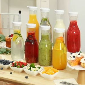 1.5L round Carafe Food Grade With Lid Plastic Juice Milk Bottle Freshly Squeezed Juice Cup Kettle