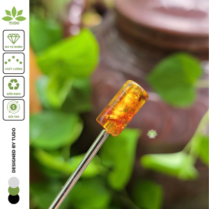 Q2526 Charm lu thống Hổ Phách Hoa vàng ong trong trẻo sẵn lỗ 2li ko kén mệnh - Phong Thủy TUDO