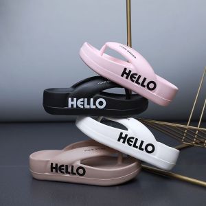 Thick-soled Flip-flops Womens New Slippers Internet Celebrities Light High-end Slippery Fashion and Wear Higher Than The Beach