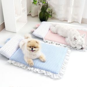 YISHA JEWELRY Ice Silk Fabric Pet Cooling Mat Washable Removable Cooling Pet Bed Refreshing Skin Friendly Summer Dog Bed Summer Use