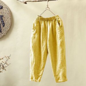 Plus Size Women Cotton Linen Wide Leg Harem Pants Summer Loose Casual Trousers
