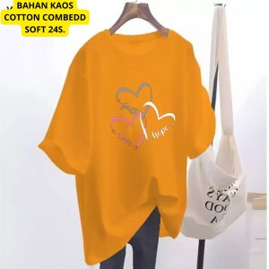 LOVELY ~ COD Kaos Oblong Lengan Pendek Jumbo/ Kaos Oblong Jumbo/ Kaos Distro Oversize/ Kaos Kekinian Kaos Wanita Oversize/Atasan New Love