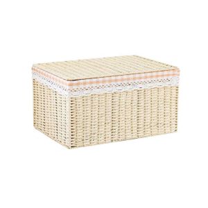 MECOME ความจุขนาดใหญ่ ถังเก็บของพับได้ เลียนแบบการสานหวาย ซับในลายตาราง ตะกร้าผ้าสกปรก ใหม่ พร้อมที่จับ ตะกร้าเก็บผ้า