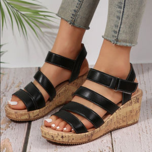 [Free Shipping] WomenS Sandals New Spring/Summer Collection Plus-Size Thick-Soled Wedge-Heeled Open-Toe Fashionable And Trendy