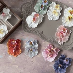 TANTUANG 6pcs 9cm Simulation Butterfly Orchid Silk DIY Crafts Butterfly Orchid Flower Head Artificial Flower Fake Flower Head Hair Clips/Boutonniere/Cake Decoration