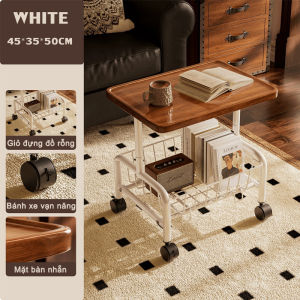 Bàn trà góc sofa 2 tầng 45*35*50cm có bánh xe di động