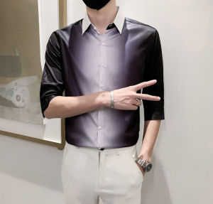 áo sơ mi áo sơ mi nam tay lửng phong cách hàn quốc thiết kế phối màu độc lạ cực chất trẻ trung cá tính và năng động chất vải mềm mịn thoáng mát - H62