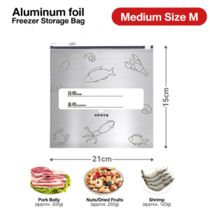 20Pcs/Bag Food Bag Leakproof Reusable Freezer Stand Up Bag Freezer Safe Aluminum Foil Fresh-keeping Zip Lock Bag