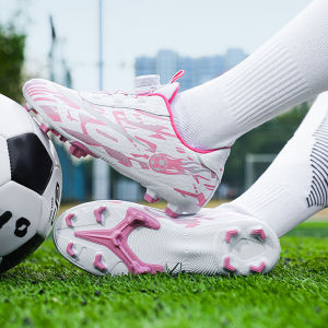 Childrens laceless soccer shoes new long studs broken studs rotating buckle professional competition training shoes for primary and secondary school students wholesale