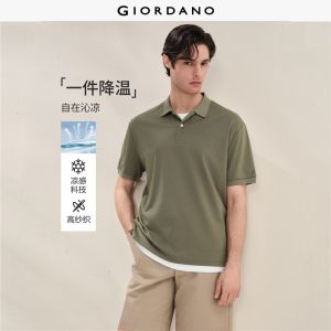 Giordano Men Cool-touch embroidered short sleeve polo shirt Free Shipping 01016461