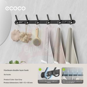 SyokSyok ECOCO Double Tier Hook Rack Wall Mounted Multi-Purpose Hanger Organizer Space Aluminum Towel Clothes Hook