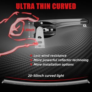 HAOLIDE Super Slim Curved 20"26" 32"38"44" 50" Car LED Light Bar Offroad 4x4 Combo Beam 12V 24V for Truck Tractor off-road use