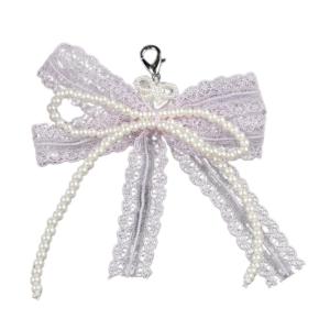 Fashionable Detachable Shoe Decorations Decorative Polyester Bowknot and Faux Pearls Shoelaces Charm for Sneakers