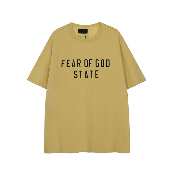 Fog%20State%20ESSENTIALS%20Niche%20Fashion%20Brand%20American%20Summer%20Cotton%20Loose%20Fear%20Of%20God%20Men's%20Couple%20Short%20Sleeve%20T-shirt%20Titleist%20style%20-%20Image%205