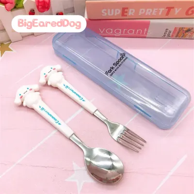 Sweetybayibayi Kids Stainless Steel Cutlery Set With Box Sanrio Melody Kuromi Spoon Fork Set Cartoon Stainless Steel Tableware Set