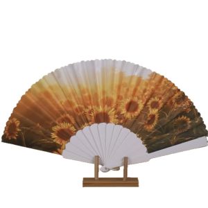 DNFIWN3 Handheld Folding Fan Sunflower Collapsible Cloth Fan Art Craft Retro Dance Fan Party Decoration