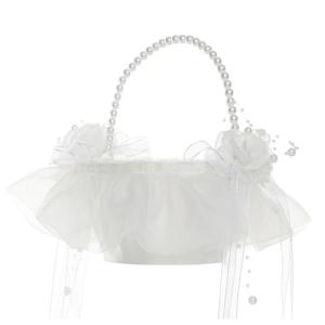 Beautiful White Wedding Baskets Sophisticated Flowers Girl Basket Bowknot Basket for Romantics Celebrations