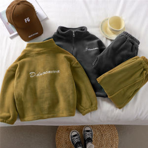 Winter Kids Fleece Warm Set Boys Girls Padded Coat+Pant 2Pcs Autumn Children Casual Sport Clothes Suits Long Sleeve Outfits