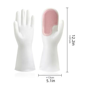 2In1 Kitchen Silicone Gloves Built-In Scrubber Sarung Tangan Cuci Pinggan Reusable