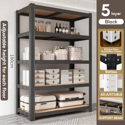 XUXU 6 Tier Boltless Rack Rak Besi Serbaguna Bertingkat Warehouse Store Home Metal Kitchen Rack Office Shelf Detachable High Loadbearing Shelf