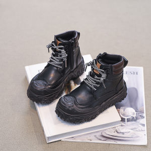 Boys Martin Boots 2025 Autumn Winter New British Style Short Boots for Boys with Fleece Lining Childrens Yellow Boots