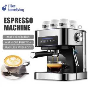 ABUDEN Espresso Machine 20 Bar Espresso Coffee Machine Coffee Maker Stainless Steel Milk Foam Maker Expresso Machine
