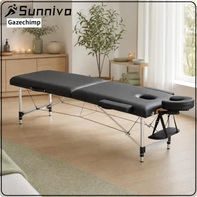 Gazechimp Portable Massage Table Rounded Corners Foldable Massage Bed Face Opening Household Treatment Furniture Padded Armrests