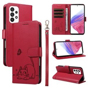 New Phone Case For Samsung Galaxy A21S A03 A31 A51 A71 A81 A91 Note 10 Lite S10 Lite Lucky Cat Magnetic Leather Wallet Card Slot Flip Cover Casing