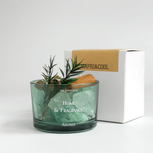 Aroma Diffuser with Healing Crystals & Dried Flowers | No Flame | Aromatherapy Home Decor Gift
