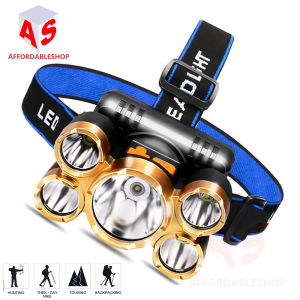 Rechargeable 5 Led Strong Headlight Super Bright Head-Mounted Headlight Flashlight for Outdoor Camping and Night Fishing