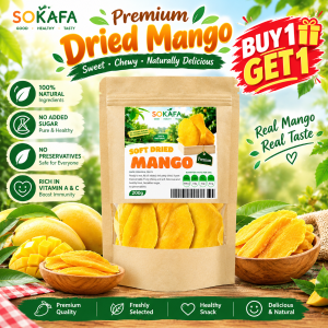 SOKAFA Premium Dried Mango Sweet Chewy Naturally Delicious 200g Soft Dried Mango No Added Sugar Pure & Healthy Rich in Vitamins A & C.