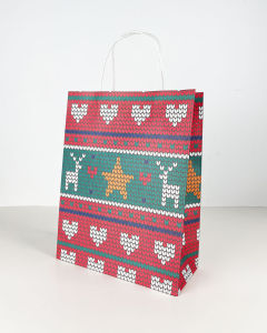 Túi Quà Giáng Sinh Kraft Mẫu Knit Đa Sắc Size 22x10x28.7cm XMAS10