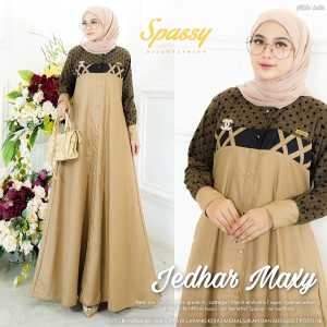 Jedhar Maxy by Spassy Gamis Maxi Dress Bahan Katun Rami mix Toyobo Fodu LD 110 PB 140