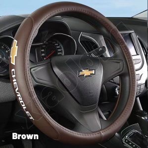 High quality Car Leather Steering Wheel Cover Suitable For 38CM Auto Anti Slip Breathable comfortable Steering Wheel Protective Cover Car Interior Accessories For Chevrolet Malibu TrailBlazer Spark Cruze Aveo Suburban Captiva Optra Spin Camaro Sonic