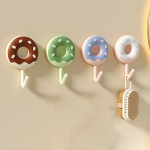 LITUILI 6Pcs Nhựa Móc hình bánh rán Gắn tường Dán dính tự động Móc dính Đa chức năng Trang trí Móc treo quần áo cho gia đình