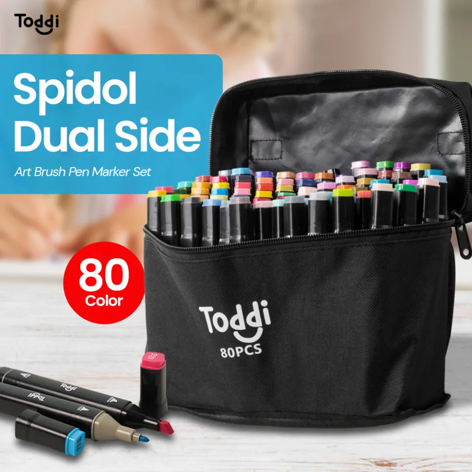 Spidol Dual Side Fine Art Brush Pen Art Marker Set Varian Warna