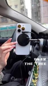 FCDouble-sided Magnetic Wireless Charging Car Phone Holder 360 °   Degree Rotation Foldable Phone Mount Suction Cup Car Navigation Phone Holder Anti-Shake Bracket