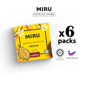 Bundle 6 Halal Miru Premium Durian Chocolate Food Snacks 95g x 6 pkt