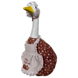 TUS Pumpkin Print Thanksgiving Porch Goose Dress Outfit Maple Leaf Ruffled Hat Porch Goose Clothing Durable Harvest Theme Goose Apron Suit Thanksgiving