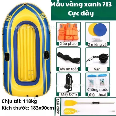 Xuồng Phao Bơm Hơi Tải Đến 150kg 2 Người Thuyền Hơi Câu Cá Chèo Thuyền Trên Sông Hồ Có Mái Chèo