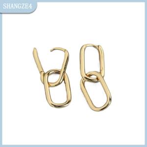 【SHANGZE4】 Cá Nhân Hình Học Hình Bầu Dục Bông Tai Thiết Kế Mát Mẻ Kim Loại Phong Cách Tai Clip Đơn Giản Và Linh Hoạt Bông Tai
