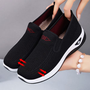 Free Shipping WomenS Spring Collection: Breathable Knit Mesh Sneakers Available In Large Sizes Slip-On Style Suitable For Middle-Aged And Elderly Women Lightweight And Comfortable Casual Shoes