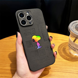 เลเซอร์กระดาษเคสโทรศัพท์ผ้าเทียมสำหรับ iPhone 16ProMax 16Pro 16Plus 15/14/13/12Pro ลาย Snoopy 15 Promax/ 13ProMax/14Pro ดีไซน์ป้องกันการลื่นด้านข้างป้องกันการตก