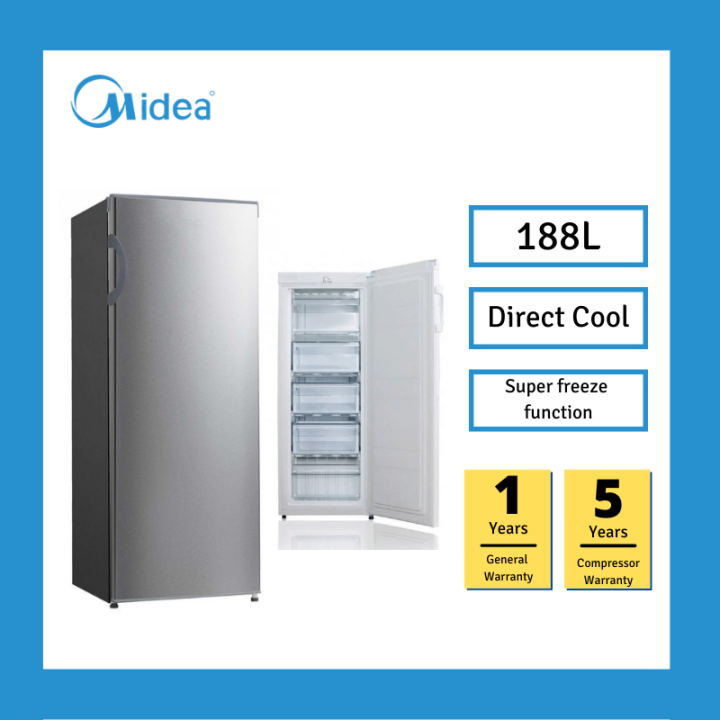 Midea MUF-208SD 188L Upright Freezer / Super Freezer Function / 5 ...