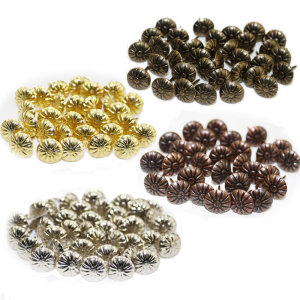 100 Pieces Round Decorative Tacks Antique Upholstery Nails Metal Thumb Tacks Assortment Kit for DIY Furniture Decor