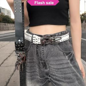 SHENHAO2🎀 Punk Claw PU vành đai da cho phụ nữ và nam giới Harajuku Gothic Y2K Thiết kế cá tính nổi vành đai trang trí phụ kiện