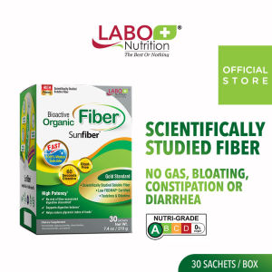 LABO Nutrition Bioactive Organic Fiber Bloat-free Sunfiber Supplement for Digestion Bowel Regularity Gut Health Weight Slimming Diarrhea and Constipation No Bloating or Gas • Made in Singapore • 30 Sachets