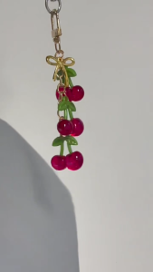 Fashionable Cherry Charm Keychain Accessory Fashionable Shape Key Rings Portable Bag Decoration for Women