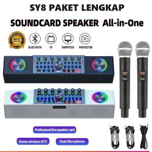 JA HOME KTV SPEAKER BLUETOOTH SY8 2MIC LIVE SOUNDCARD PORTABLE OUTDOOR